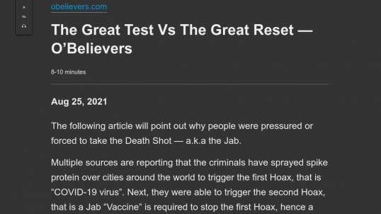 The Great Test Vs The Great Reset — O’Believers