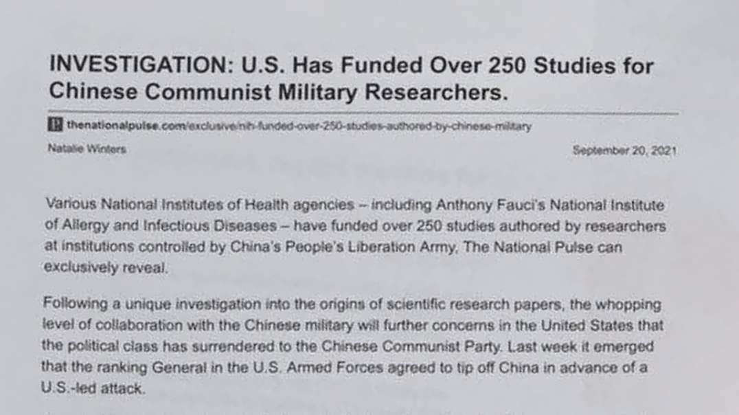 Under Fauci The U.S. Has Funded HUNDREDS Of Chinese Virus Studies Under CCP Military