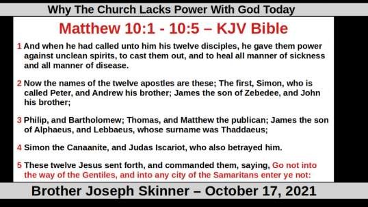 Why The Church Lacks Power With God Today