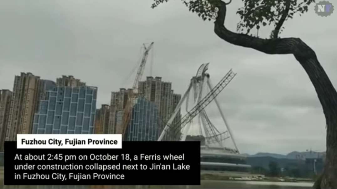 China ferris wheel suddenly collapsed while under construction.mp4