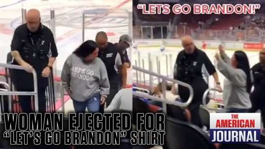 UNBELIEVABLE- Woman kicked out at the Hockey game for wearing #LetsGoBrandon shirt