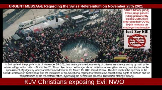 URGENT MESSAGE Regarding the Swiss Referendum on November 28th 2021