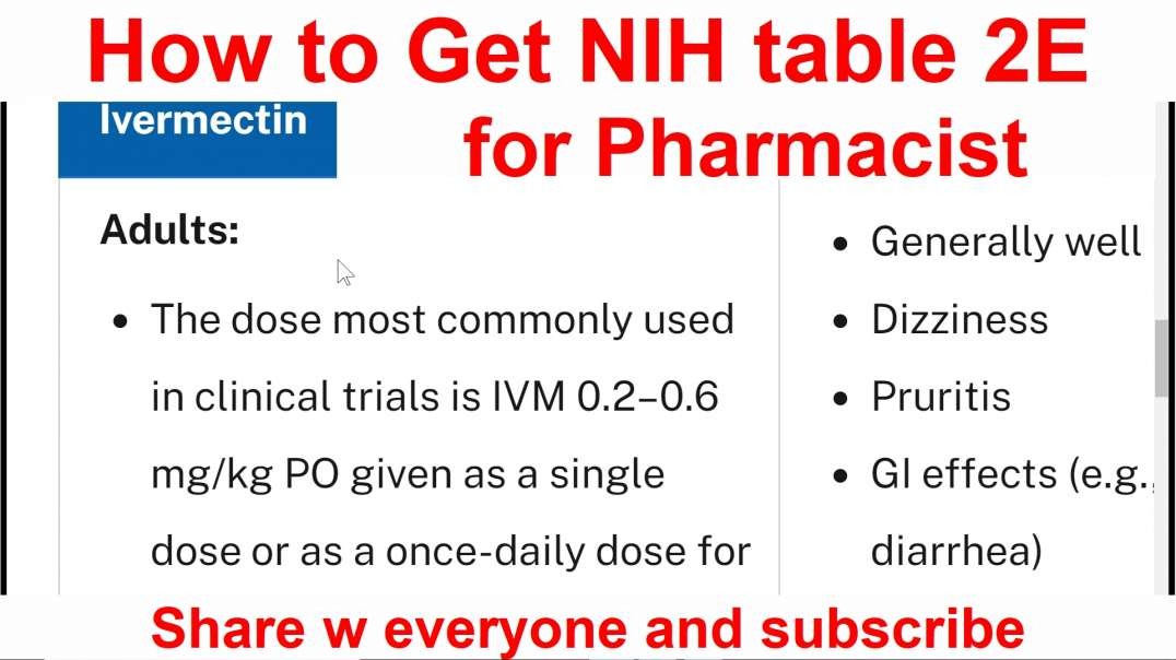 How to get NIH table 2E for pharmacist