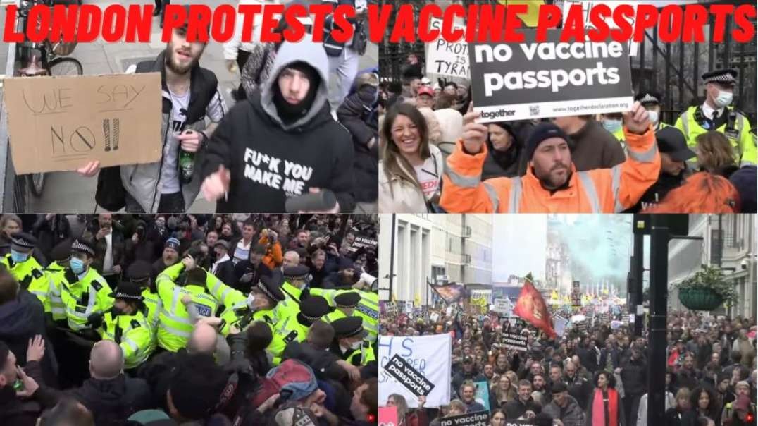 London Protesters Demand End To Vaccine Passports & Lockdowns!