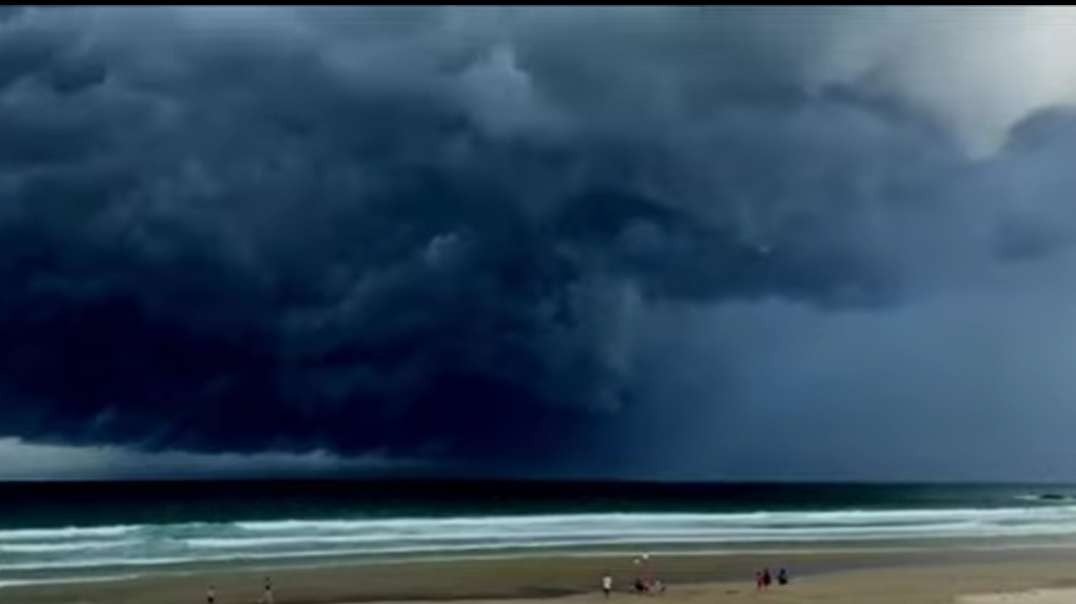 Scary black clouds in the sky of Sunshine Coast, Queensland, Australia