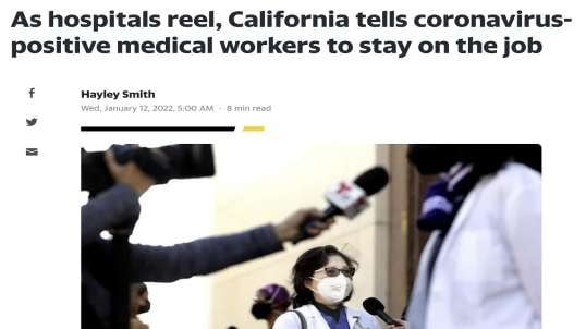 California Tells CV-19 Positive medical workers to stay on the job
