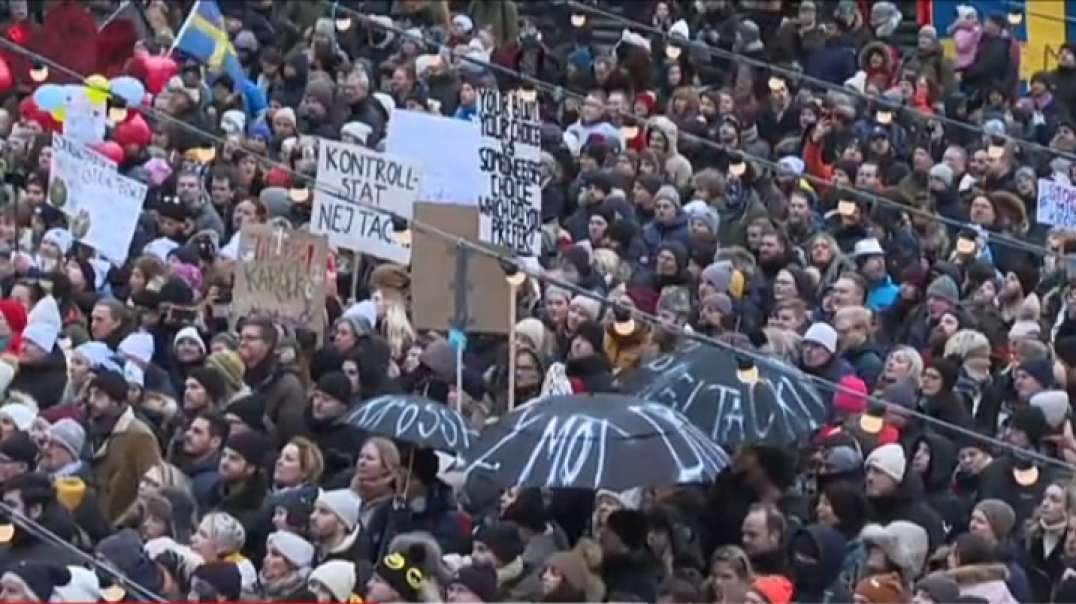 Thousands protest against Covid vaccination pass in Sweden's capital _ AFP.mp4