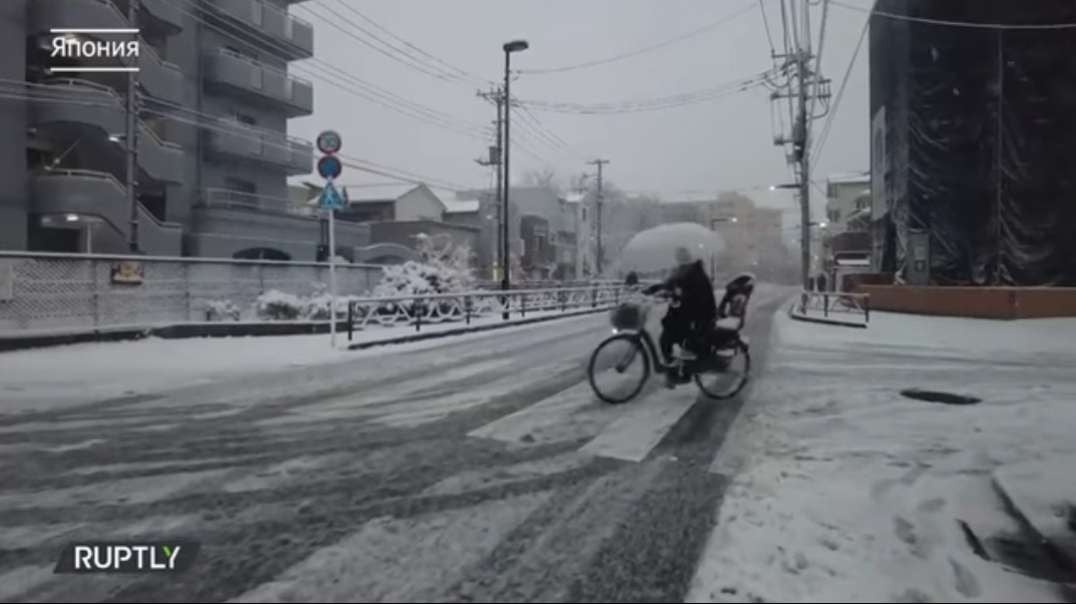 Heavy snowfall is destroying Tokyo. 1024 accidents per day in the capital of Japan after re.mp4