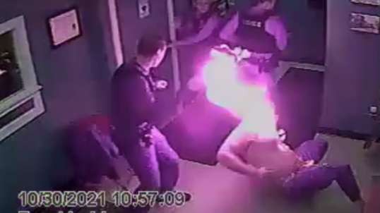 Man bursts into flames after being tasered
