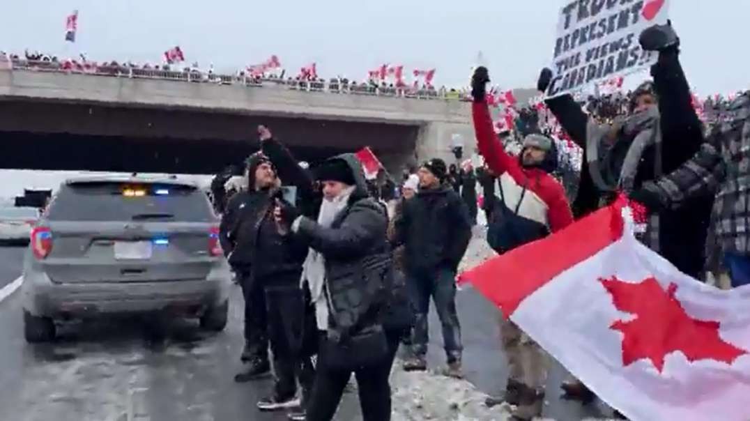 Canada Toronto Ontario Jan 27th Freedom Convoy 2022 Tens Thousands Protesting COVID Vaccine Mandates.mp4