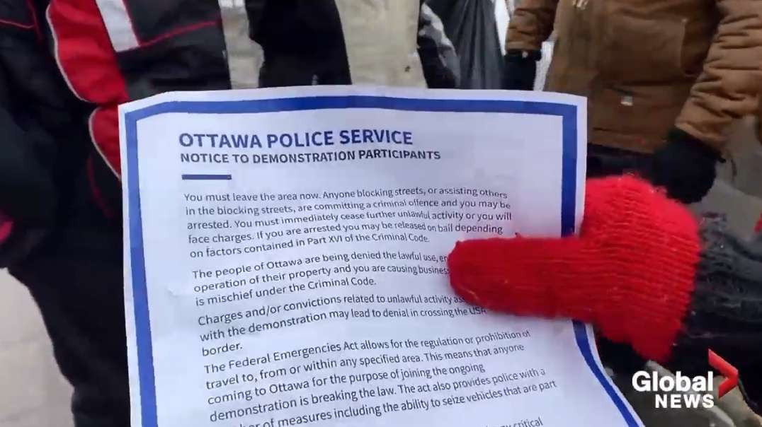 Ottawa Canada Feb16 Day20 Police Issue Stern Warnings Freedom Convoy 2022 Protesting COVID Mandates.mp4