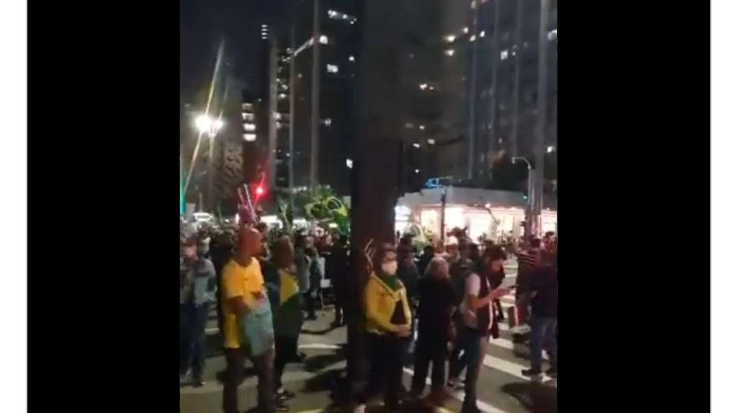 A demonstration tonight in San Paulo, Brazil against COVID restrictions