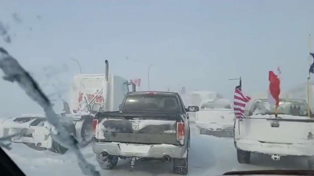 Feb11th Canada Emerson Trucker Convoy at Manitoba/US Border Protesting Covid Mandates