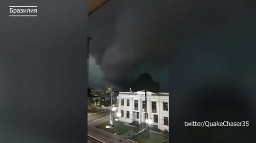 A monstrous tornado in America. Thunderstorm and storm in Brazil - a lightning strike blew up tr.mp4
