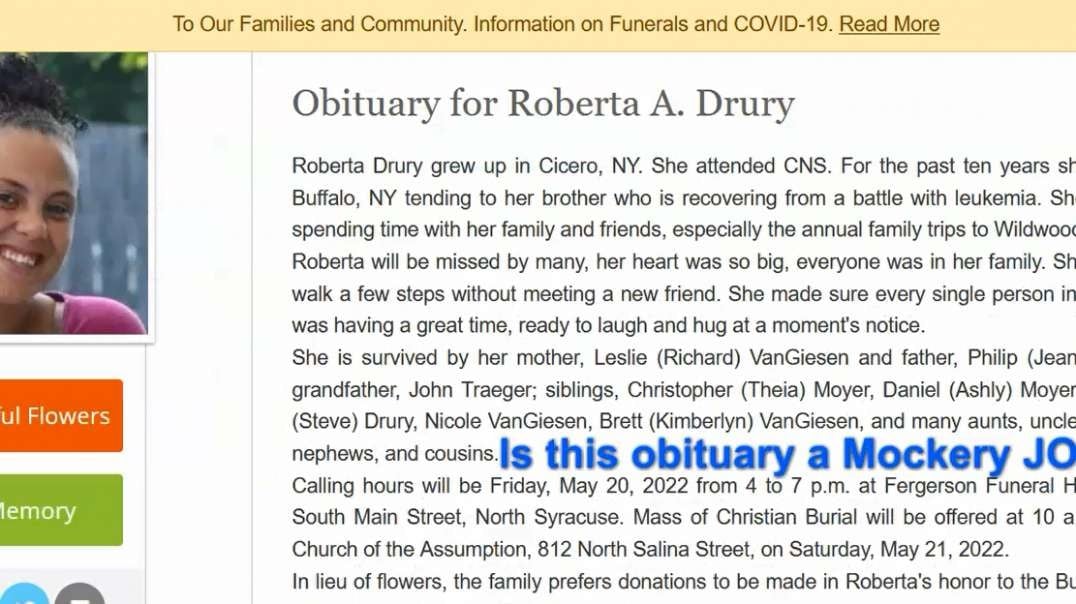 Obituary is a Mockery JOKE Buffalo Shooting Tops Market Victim Roberta Anne Drury - May 21 2022