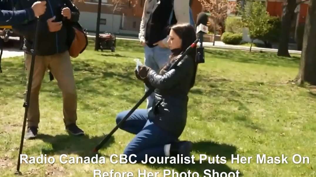 REPOST May 1st 2021 Montreal COVID19 Protest Rally Radio Canada Journalist Caught Putting On Mask.mp4