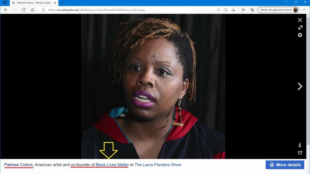 The MARXIST BLM creator Patrisse Cullors (who wrote at her birth her name this way?? What illiterate cavemen? Her name pronounced like that should of been written "Patrice Colors") 