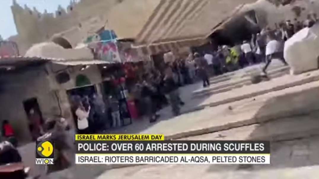 Thousands stage march to mark Jerusalem Day; Israeli forces, Palestinians clash .mp4