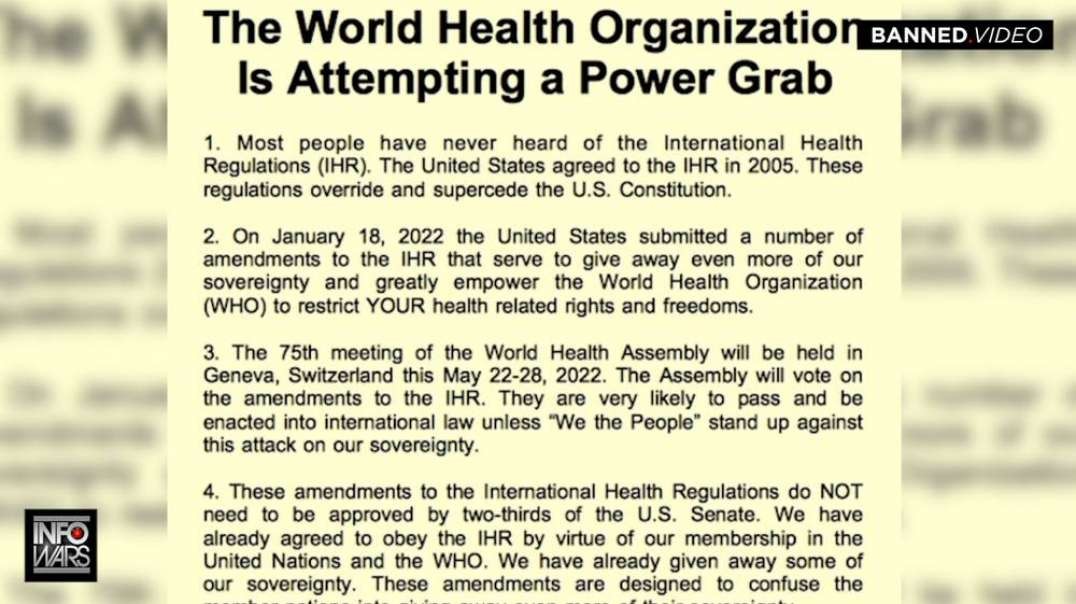 Alex Jones Warns- The World Health Organization Is Attempting a Power Grab!