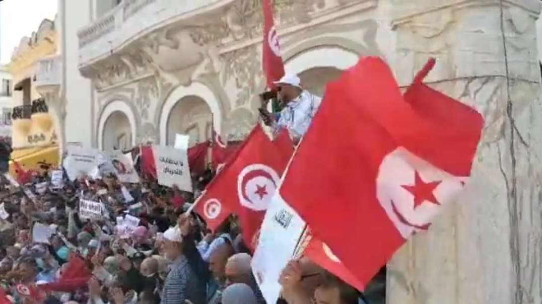Video from today's protest against _TunisiaCoup where thousands took part in support of _democracy, of _the Constitution, free...imate institutions of the State (Parliament, ISIE, judici