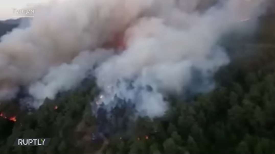 Severe forest fires in Turkey. The land near the resort of Marmaris is burning - they promise larger.mp4