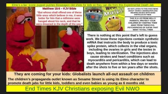 Elmo’s a liar: Iconic puppet pushes Bioweapon clot shots for kids so they can die from this Experimental Death Jab