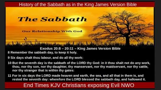 History of the Sabbath as in the King James Version Bible