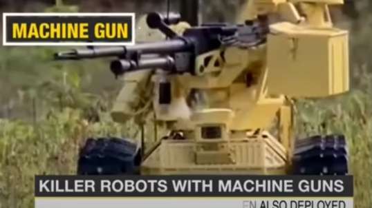 killer robots with machine guns were invented by Freemasons and Told fellow Collectivist-China to Build and use them