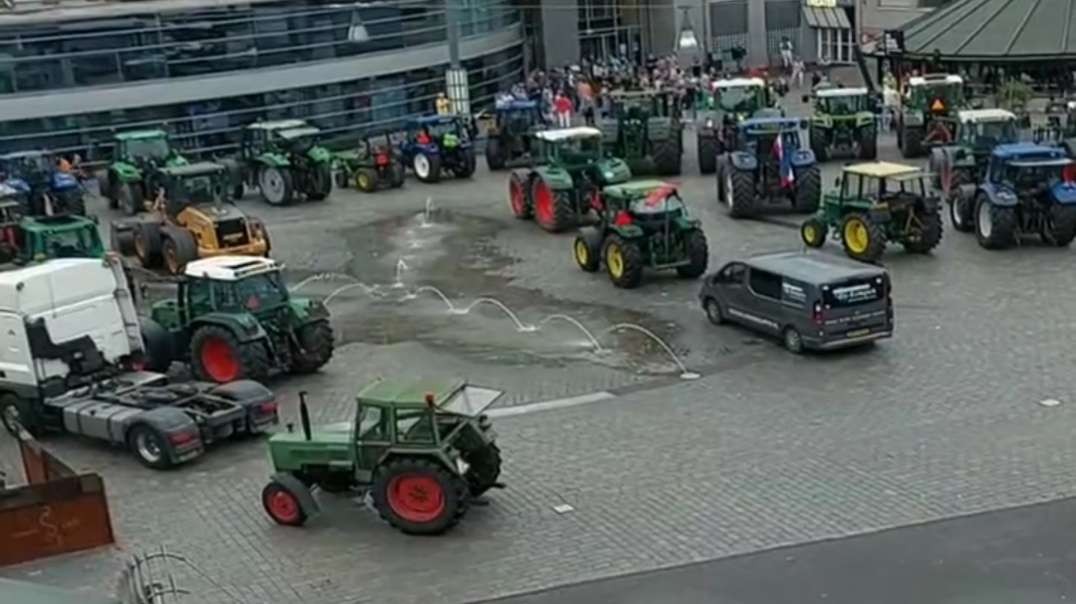 Dutch farmers hit government buildings in Veldhoven .mp4
