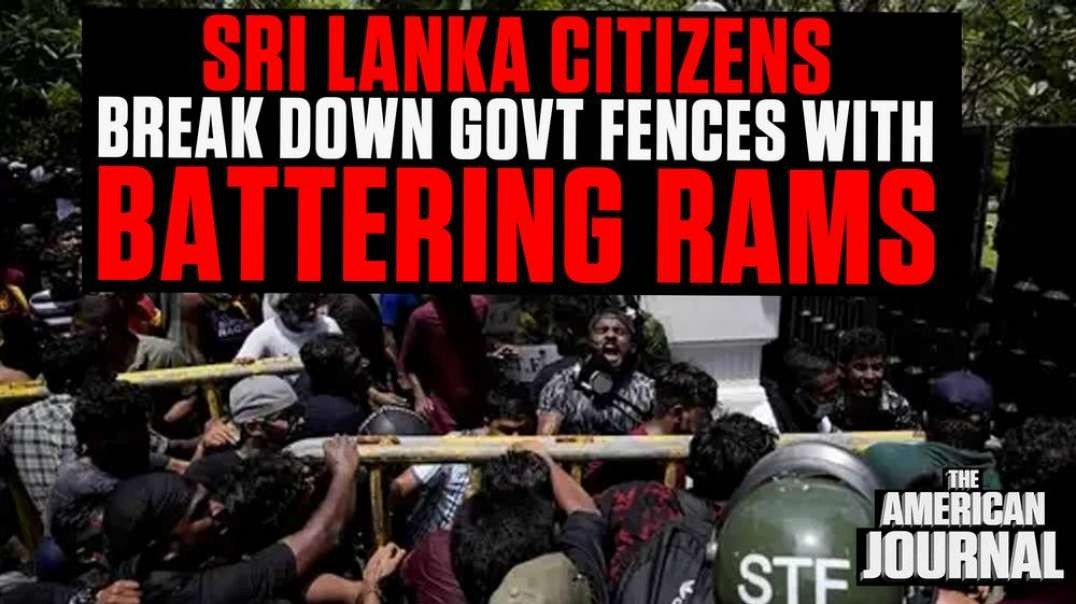 Sri Lanka Citizens Use Battering Ram To Break Down Government Fences