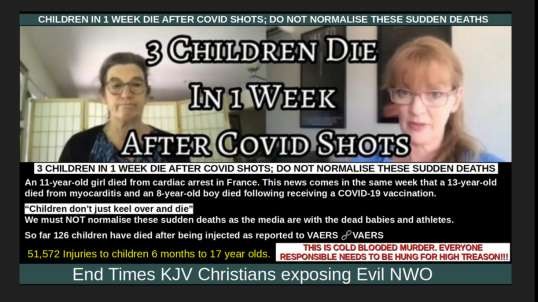 CHILDREN IN 1 WEEK DIE AFTER COVID JABS; DO NOT NORMALISE THESE SUDDEN DEATHS