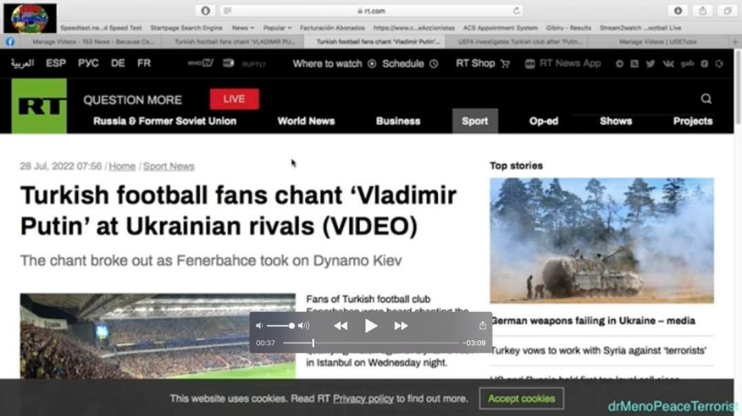 TURKISH FOOTBALL FANS CHANT ‘VLADIMIR PUTIN’ AT UKRAINIAN RIVALS, UEFA Investigates