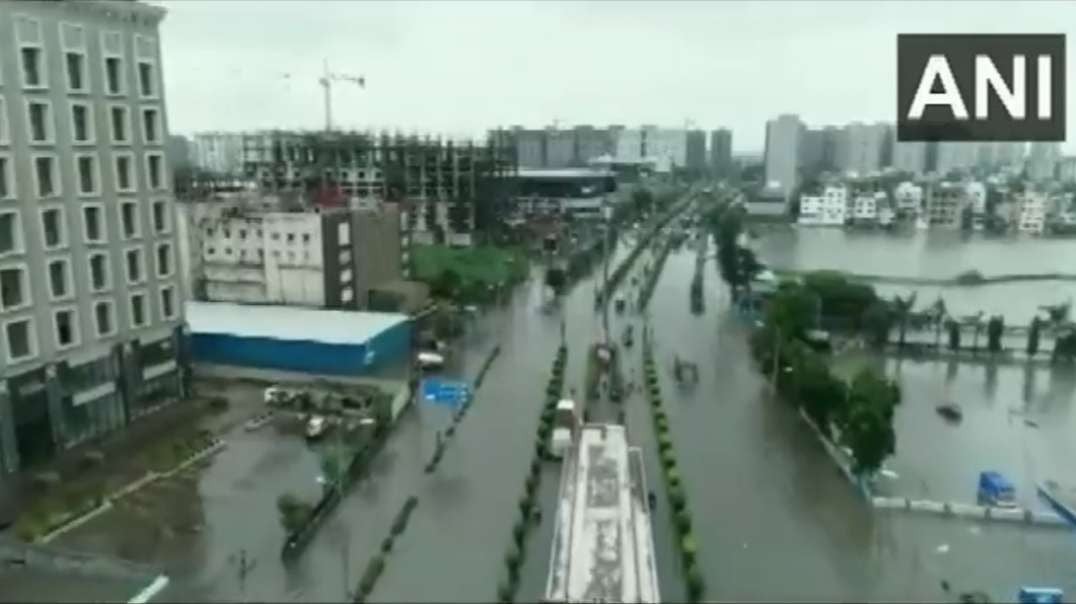 #WATCH | Gujarat: Flood-like situation in low-lying areas in Surat, due to heavy rains in the region (17.08)