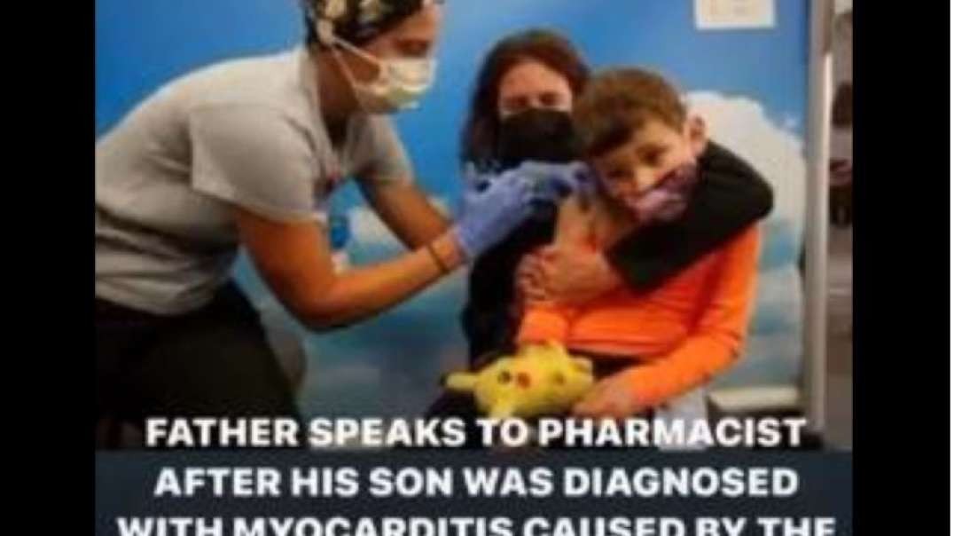A furious father lashes out at the pharmacist after his son developed myocarditis after he received the Covid vaccine.MP4