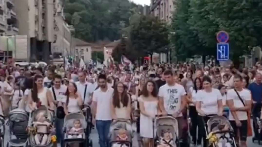 Tens of thousands on the streets of Serbia to defend traditional family values, of course the mainstream media aren't interested in reporting that..mp4