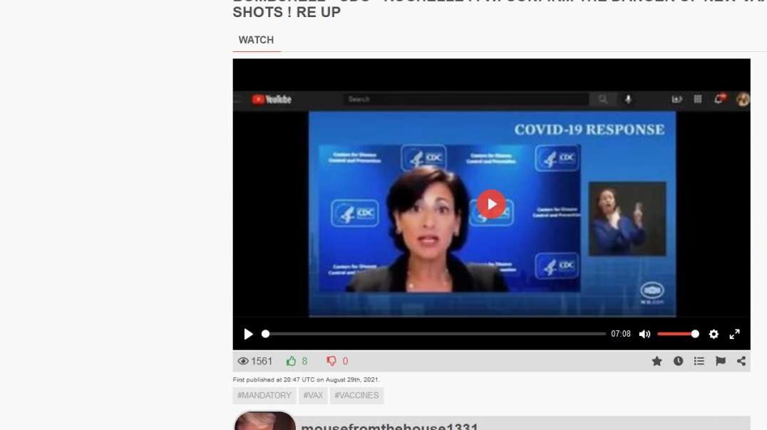 NR.5 - NUKE - 1561 views on ''mouse channel'' with chief of CDC - ROCHELL P.W. - say JAB - VACCINE is bad from summer 2021 !!!!