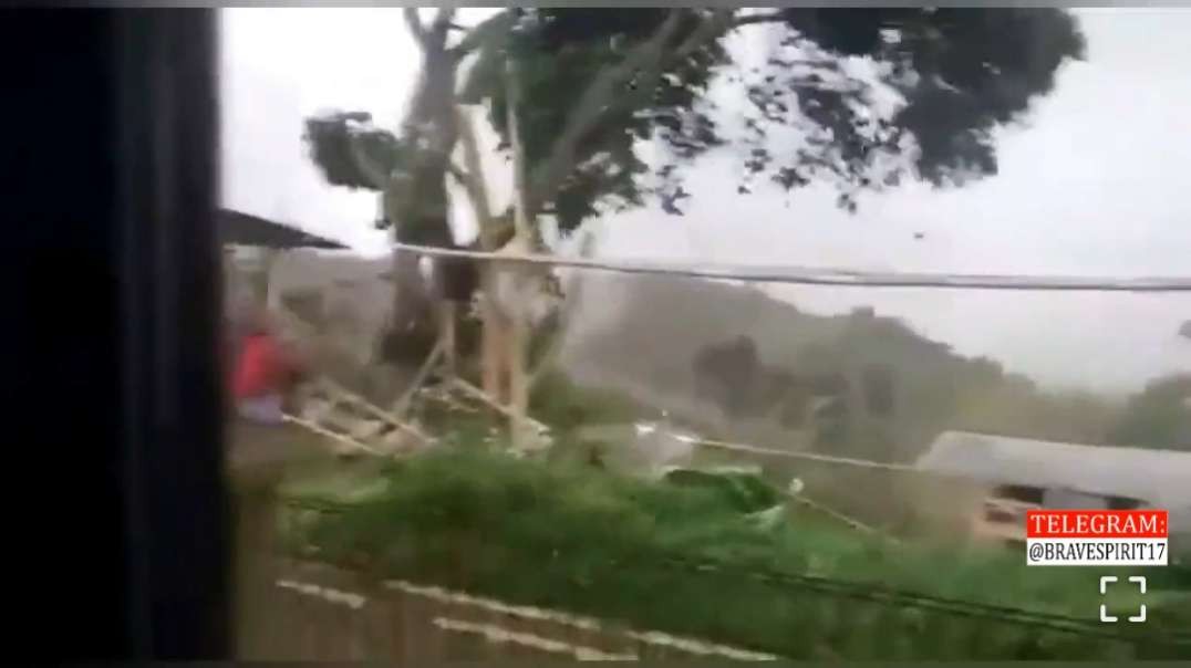 Tornado destroyed houses in Chimenan, Bandung, Indonesia .mp4