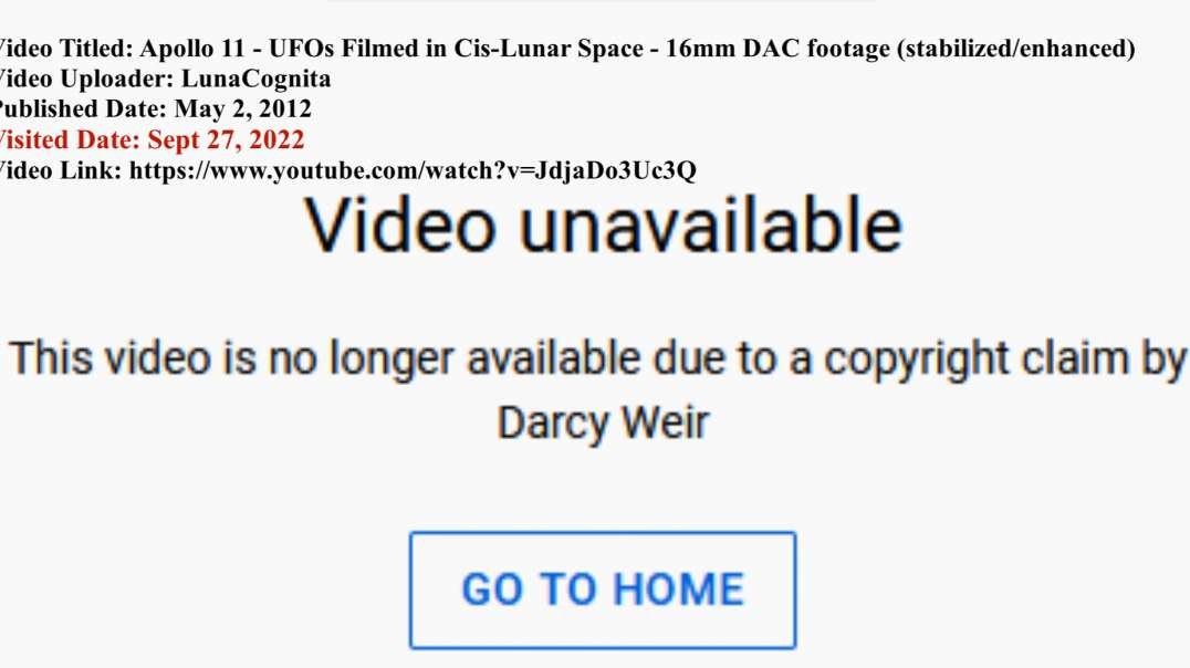LunaCognita's videos copyright claimed by Darcy Weir.