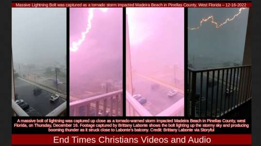 Massive Lightning Bolt was captured as a tornado storm impacted Madeira Beach in Pinellas County, West Florida – 12-16-2022