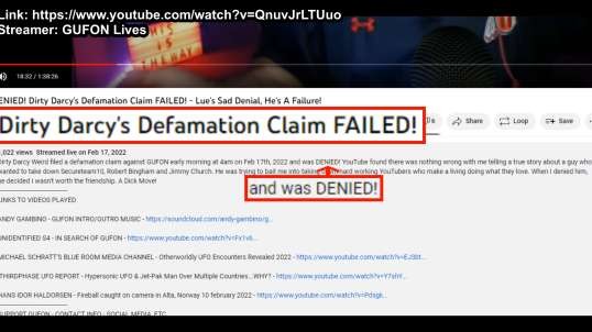 Darcy Weir and Richard Dolan tried to terminate GUFON's channel with false copyright strikes, and FAILED!