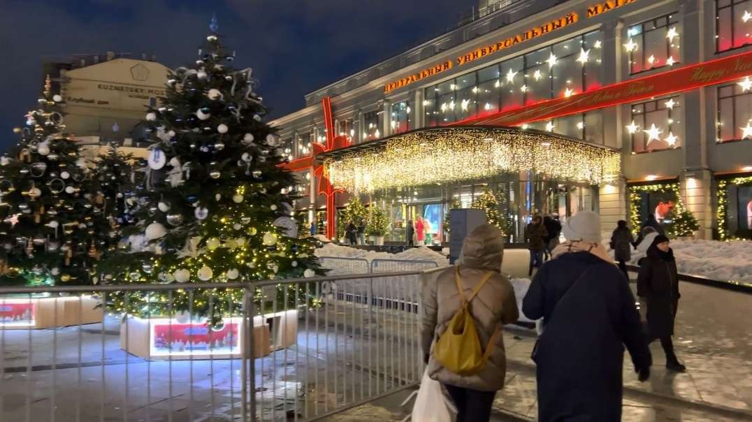 Moscow Russia Dec 29 2022 Street walk through a large metropolis with expensive Christmas & New Years street lighting.mp4