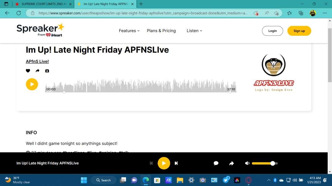 APfnS Live in the Night 1-21-23 [Spreaker Podcast]