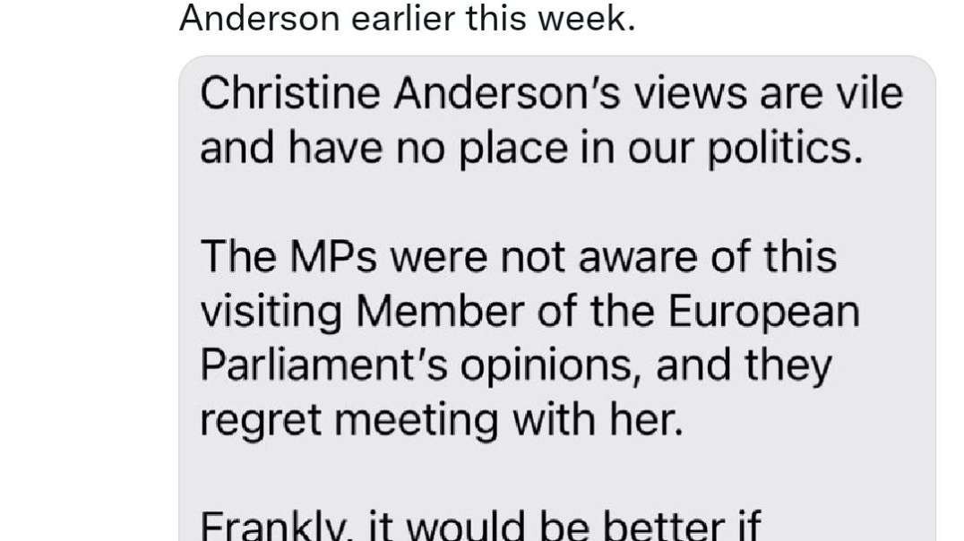 Christine Anderson responds to Pierre Poilievre's statement about her.