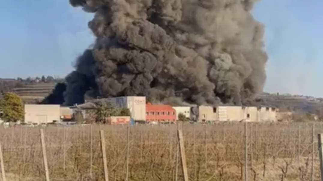 Italy, Verona, a chemical plant is on fire