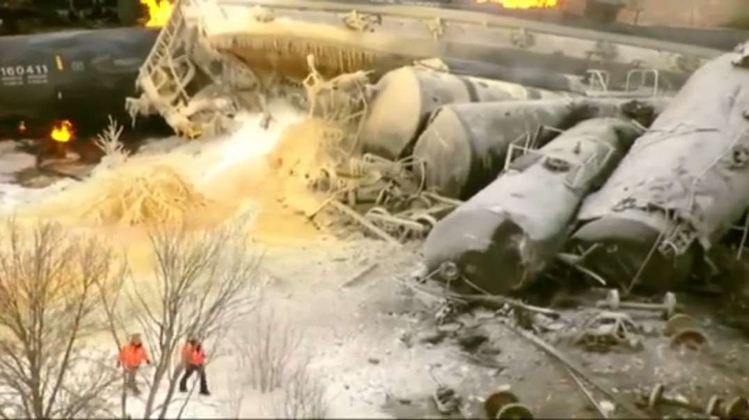 Aerial Footage: Fiery Minnesota train derailment prompts evacuations