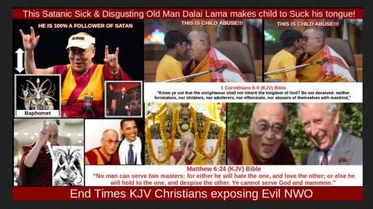 This Satanic Sick & Disgusting Old Man Dalai Lama makes child to Suck his tongue!