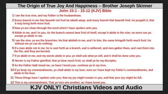 The Origin of True Joy And Happiness - Brother Joseph Skinner