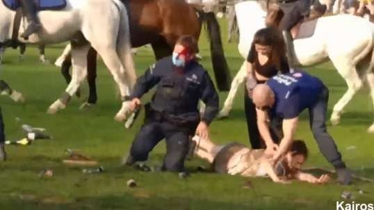 2yrs ago 4-1-21 Belgium Brussels Bois de la Cambre Park Large Young Crowd Defies Strong Police State Tactics.mp4