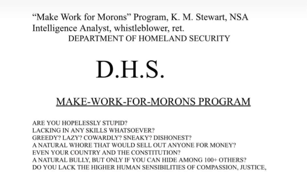 DHS MAKE WORK FOR MORONS PROGRAM