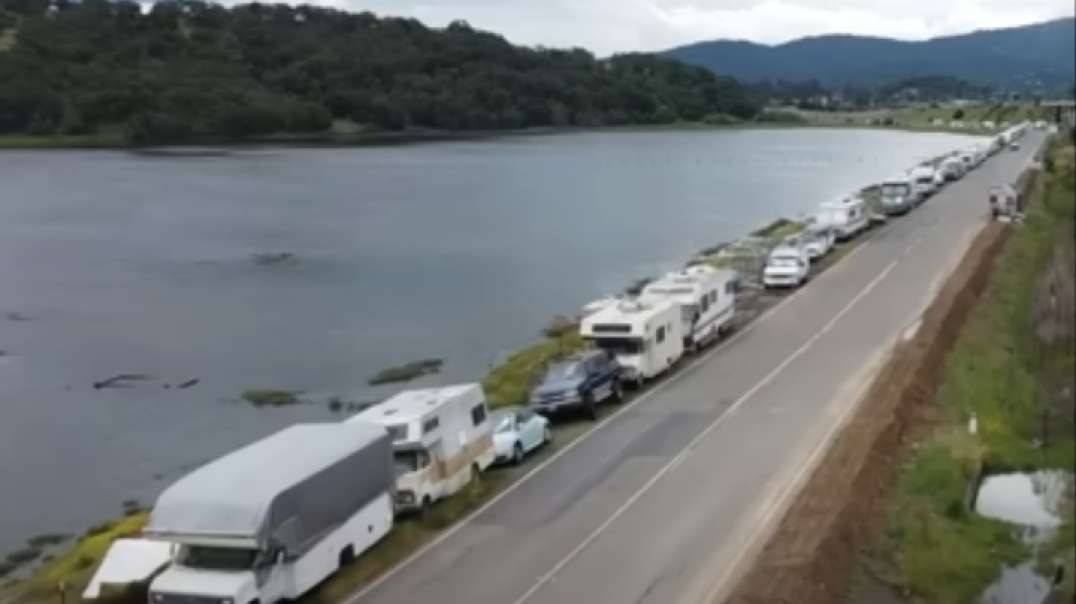 Two-Mile-Long Vehicle Encampment In California, American Homeless Encampments Ar.mp4